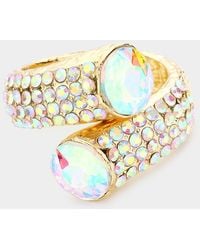 Fashnzfab - Round Stone Embellished Hinged Evening Bracelet Ab - Lyst