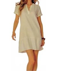 Bobi - Split Neck Ruffle Hem Dress - Lyst