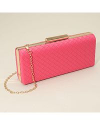 Fashnzfab - Faux Leather Basket Weave Evening Clutch Bag Crossbody Bag - Lyst