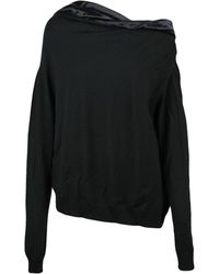 Alberta Ferretti - Virgin Wool Satin Trim Turtleneck Sweater - Lyst