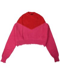 Unravel Project - Distressed Hem Sweater - Red/ - Lyst