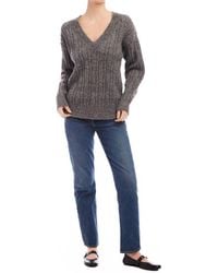 Fifteen Twenty - Deliana Oversized V-Neck Sweater - Lyst