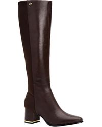 Calvin Klein - Freeda Solid Almond Toe Knee-High Boots - Lyst
