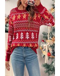 TRUEDAMES - Knit Christmas Print Round Neck Loose Fit Sweater - Lyst