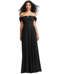 Dessy Collection - Off-the-shoulder Pleated Cap Sleeve A-line Maxi Dress - Lyst
