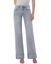 Flying Monkey - Mid Rise Full Length Cuffed Wide Leg Jeans - Lyst