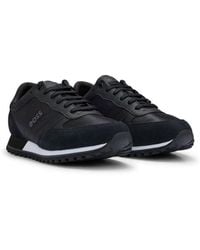 BOSS - Mixed-Material Trainers With Faux-Leather Trims - Lyst