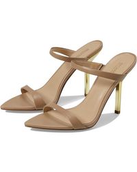 Michael Kors - Lyssa Slide 6.5 Camel Leather Stiletto Heel Sandals Fzp234 (Camel,6.5) - Lyst