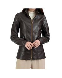 Nine West - Classic Leather Racer Jacket - Lyst