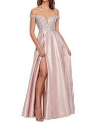 Rachel Allan - Off-The-Shoulder A-Line Prom Gown With Ab Crystals - Lyst