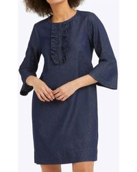Draper James - Chambray Ruffle Shift Dress - Lyst