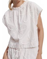 Melissa Nepton - Licia Floral Soutache Embroidery And Cap Sleeves Top - Lyst