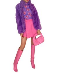 Patty Kim Coco Lux Faux Fur Coat in Pink | Lyst