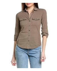 James Perse - Contrast Panel Button Front Shirt - Lyst