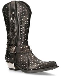 New Rock - Leather Studded Cowboy Boots- M-7928-S1 - Lyst
