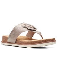 Clarks - Brynn Style Leather Cushioned Footbed Slide Sandals - Lyst