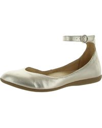 Naturalizer Valentina Faux Leather Ankle Strap Ballet Flats in Black | Lyst