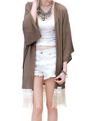 Kori - Bohemian Crochet & Fringe Kimono Jacket - Lyst