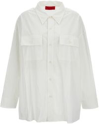 THE LATEST - Crinkled Cotton Blend Oversized Shirt With Flap Pockets - Lyst