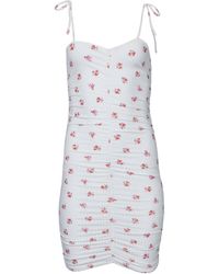 Endless Blu. - Floral Ruched Stretch-Jersey Mini Dress - Lyst