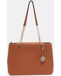 DKNY - Tan Leather Bryant Park Chain Tote - Lyst