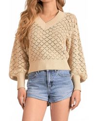 Elan - Brie V-Neck Long Sleeve Sweater - Lyst