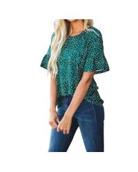 Tickled Teal - Flare Sleeve Top - Lyst