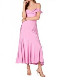 Astr - Araxie Satin Off-Shoulder Midi Dress - Lyst