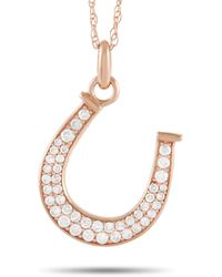 Non-Branded Lb Exclusive 14k Rose 0.18 Ct Diamond Horseshoe Pendant Necklace - Metallic