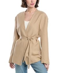 Enza Costa - Twill Belted Linen-Blend Jacket - Lyst