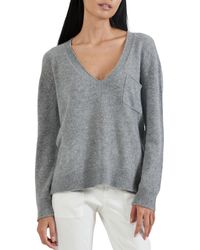 ATM - Cashmere Deep V-neck Pocket Sweater - Lyst