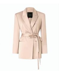 Pinko - Rapa Satin Belted Blazer Jacket - Lyst
