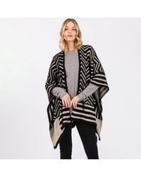 TRUEDAMES - Fuzzy Chevron Pattern Ruana Poncho - Lyst