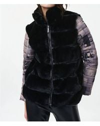 Joseph Ribkoff - Printed Faux Fur Zip-Up Puffer Coat Jacket - Lyst