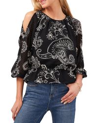 Vince Camuto - Paisley Open-shoulder Pullover Top - Lyst