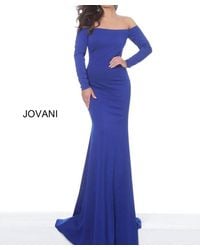 Jovani - Off The Shoulder Fitted Evening Dress In Royal - Lyst