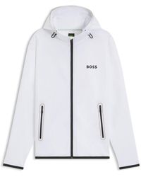 BOSS - Active Stretch-Gabardine Zip-Up Hoodie With Thermoregulating Technology - Lyst