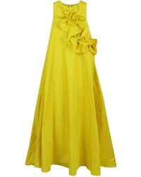 P.A.R.O.S.H. - Sleeveless Maxi Dress With A-Line Silhouette And Ruffled Detailing - Lyst