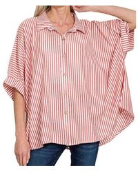 Zenana - Sutton Stripe Button Down Shirt - Lyst