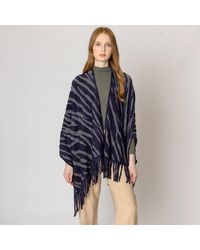 TRUEDAMES - Zebra Patterned Crochet Poncho - Lyst