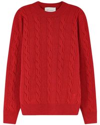 Ami Paris - Cable Knit Sweater With Embroidered Logo Detail - Lyst