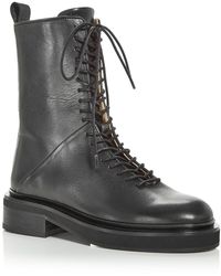 AllSaints - Mina Boot Faux Leather Lug Sole Combat & Lace-up Boots - Lyst