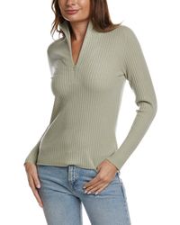 Vince - Ribbed Mock Neck Wool & Cashmere-blend 1/2-zip Sweater - Lyst