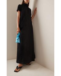 STAUD - Ilana Tie Back High Neck Short Sleeve Front Ruched Maxi Dress - Lyst