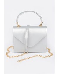 Fashnzfab - Faux Leather Simple Handle Clutch - Lyst