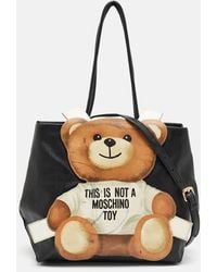 Moschino - Textured Faux Leather Teddy Bear Tote - Lyst