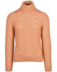 K-Way - Rust Cable Knit Cotton-Alpaca High Neck Sweater - Lyst