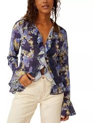 Free People - Ruffled Pleated Button-Down Top - Lyst