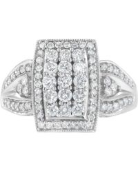 Haus of Brilliance - 10K 1.0 Cttw Diamond Rectangular Cushion Shaped Cluster Halo Flared Band Cocktail Fashion Ring - Lyst