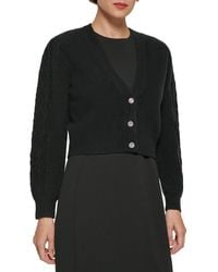DKNY - Ribbed Knit Button Shrug Sweater - Lyst